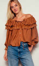 Load image into Gallery viewer, Romantic peasant charm meets effortless everyday style in this gorgeous terracotta blouse.