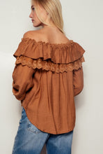 Load image into Gallery viewer, Romantic peasant charm meets effortless everyday style in this gorgeous terracotta blouse.