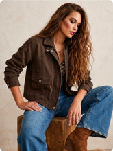 Load image into Gallery viewer, The Autumn Stroll Brown Suede Jacket
