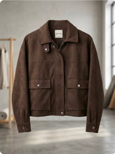 Load image into Gallery viewer, The Autumn Stroll Brown Suede Jacket
