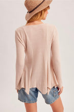 Load image into Gallery viewer, Fit And Flare Pointelle Asymmetrical Button Down Cardigan
