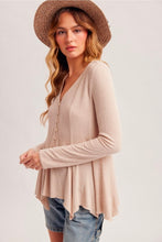 Load image into Gallery viewer, Fit And Flare Pointelle Asymmetrical Button Down Cardigan
